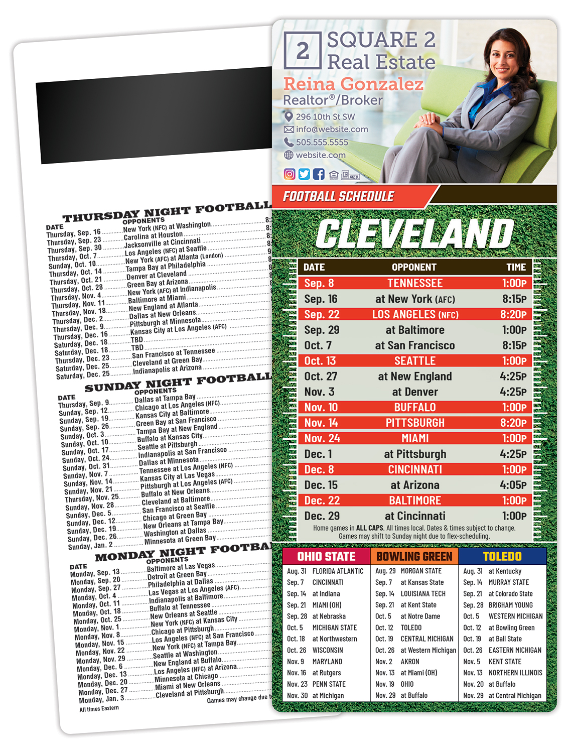 Football Schedule Laminated Card/Postcard with Magnet Strip 3.5x8.5 - 14 pt. 2