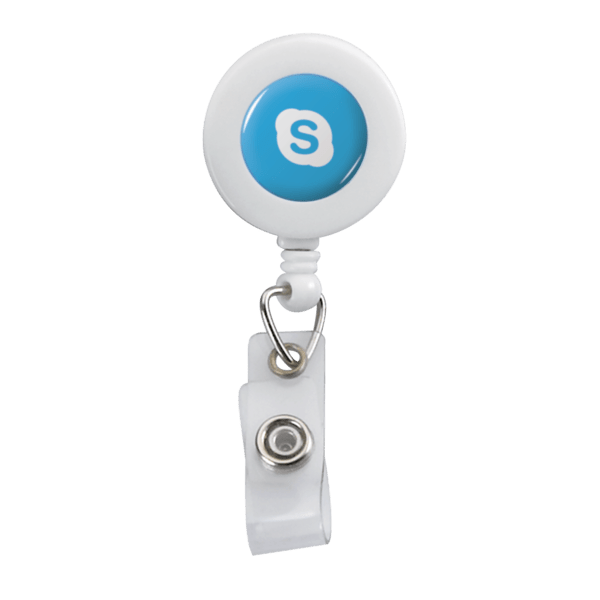 Retractable Zip Cord w/ Epoxy Dome & Vinyl Snap Attachment w/ Bulldog Clip 10