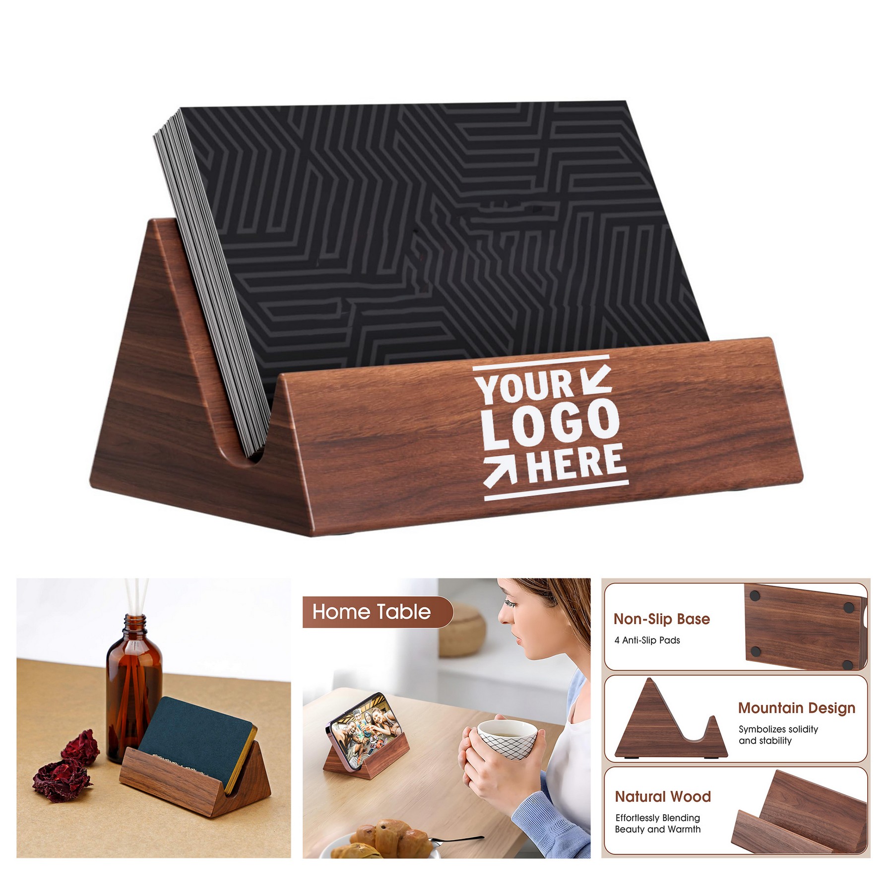 Stand Wooden Business Card Display Holder 2