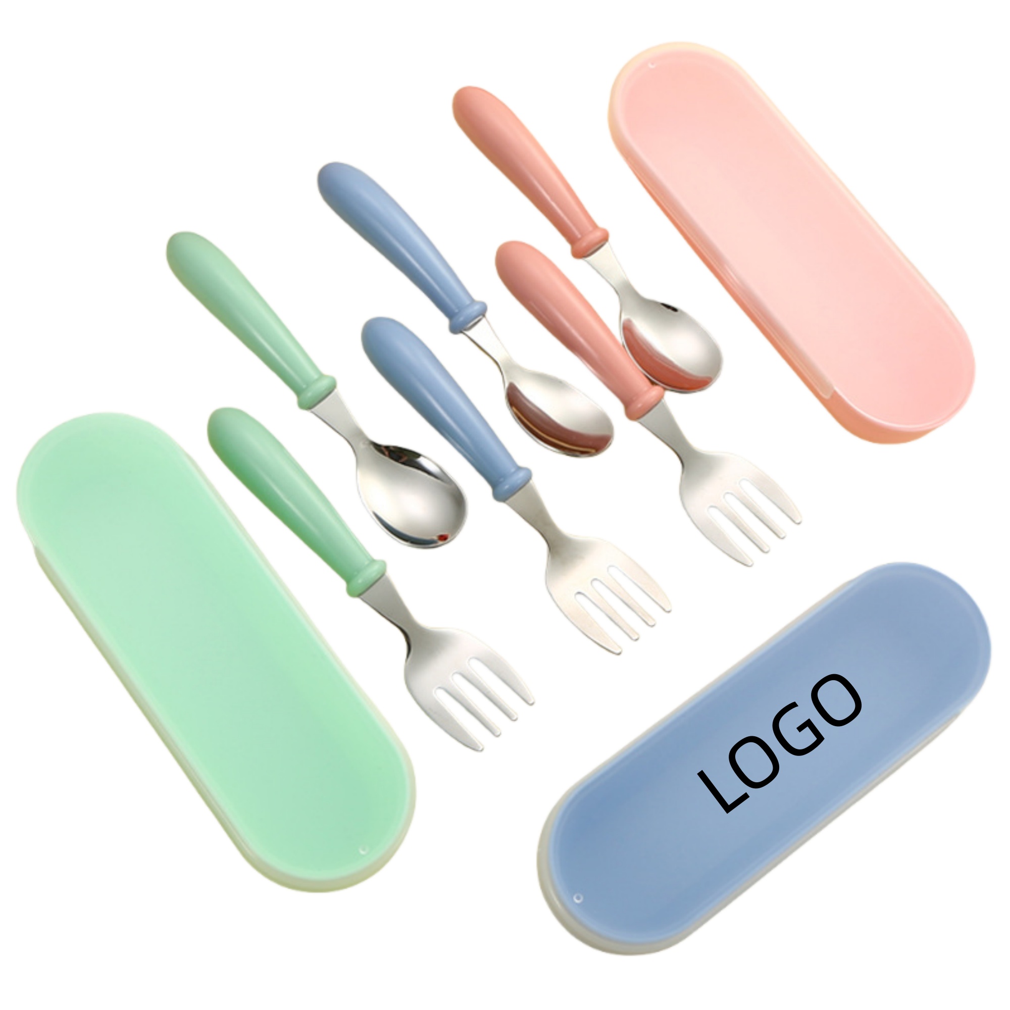 Baby Stainless Steel Cutlery Fork And Spoon Three-Piece Set 2
