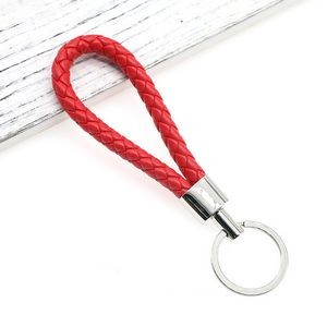 Chic Weaved PU Leather Keychain With Golden Buckle 2
