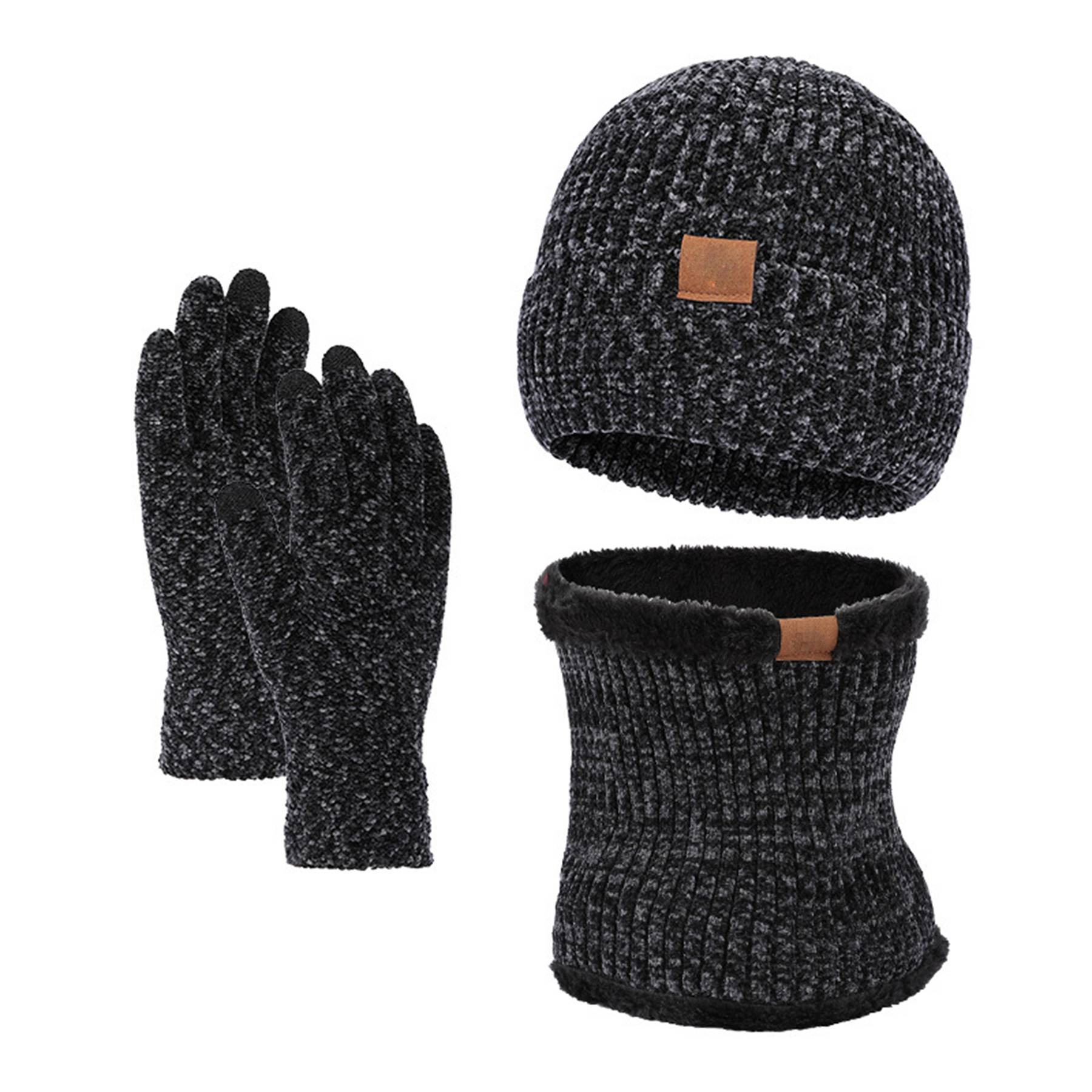 Winter Slouchy Beanie Knit Cap Touch Screen Gloves Scarves 2