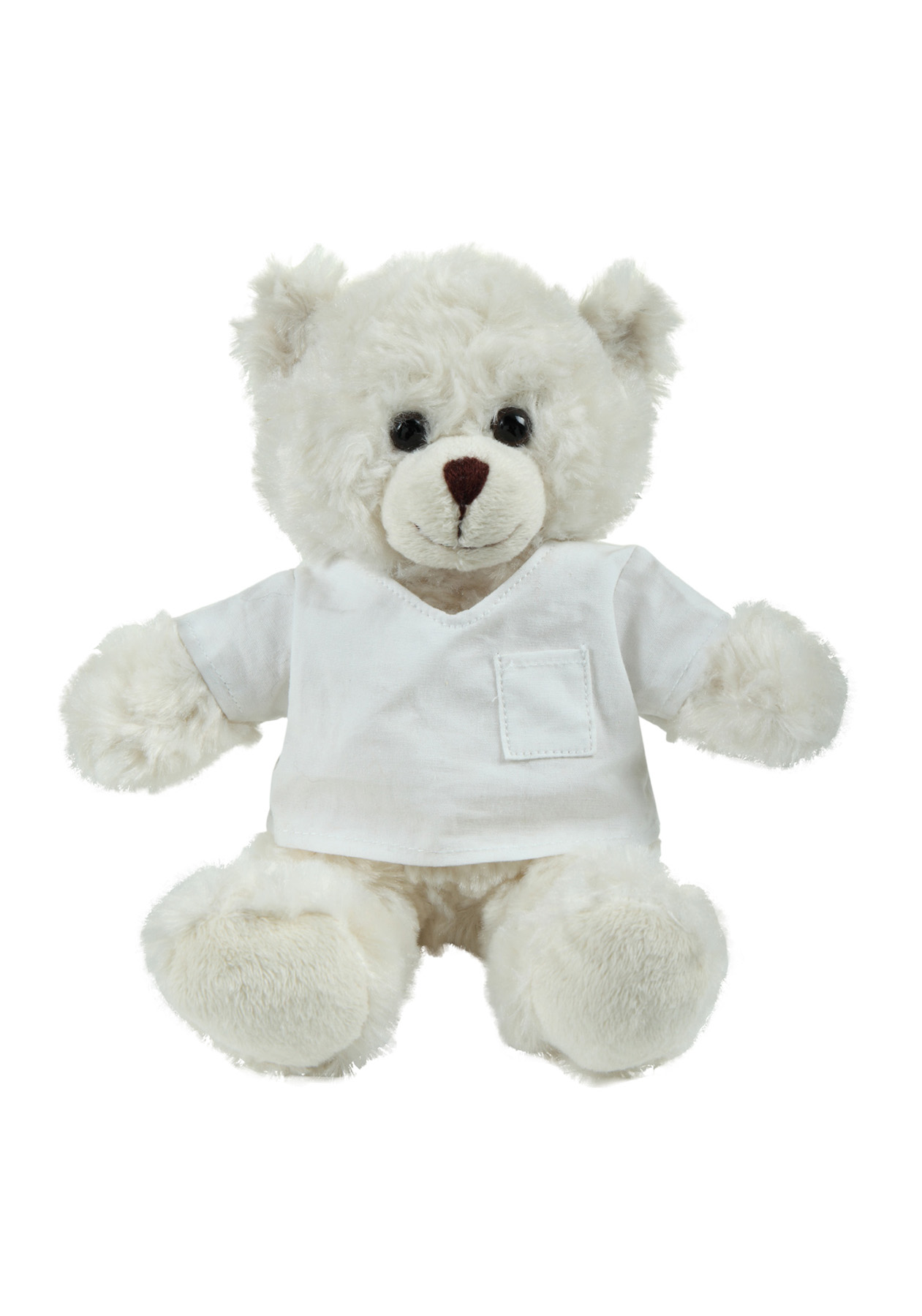 soft plush  Cream Curly Sitting Bear with doctor jacket