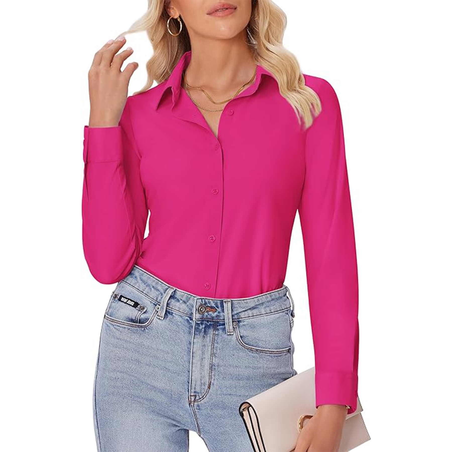 Women Long Sleeve Button Down Shirt 5