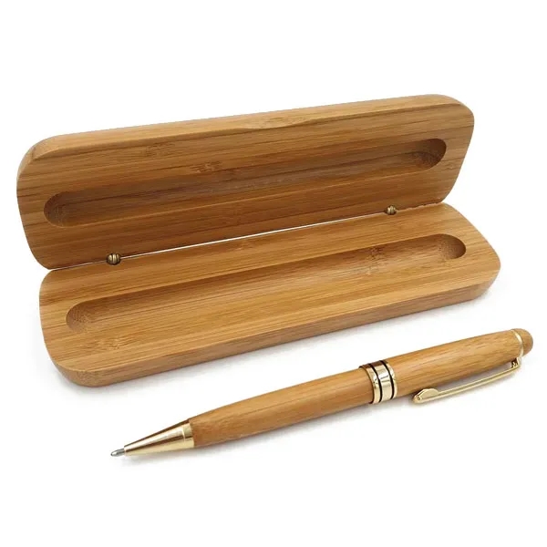 Eco-friendly Natural Bamboo Twist Ballpoint Pen Sets 2