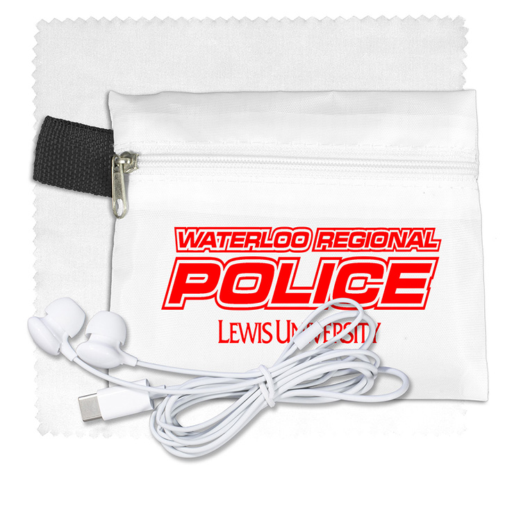 Mobile Tech Earbud Kit with Microfiber Cleaning Cloth In Zipper Pouch 11