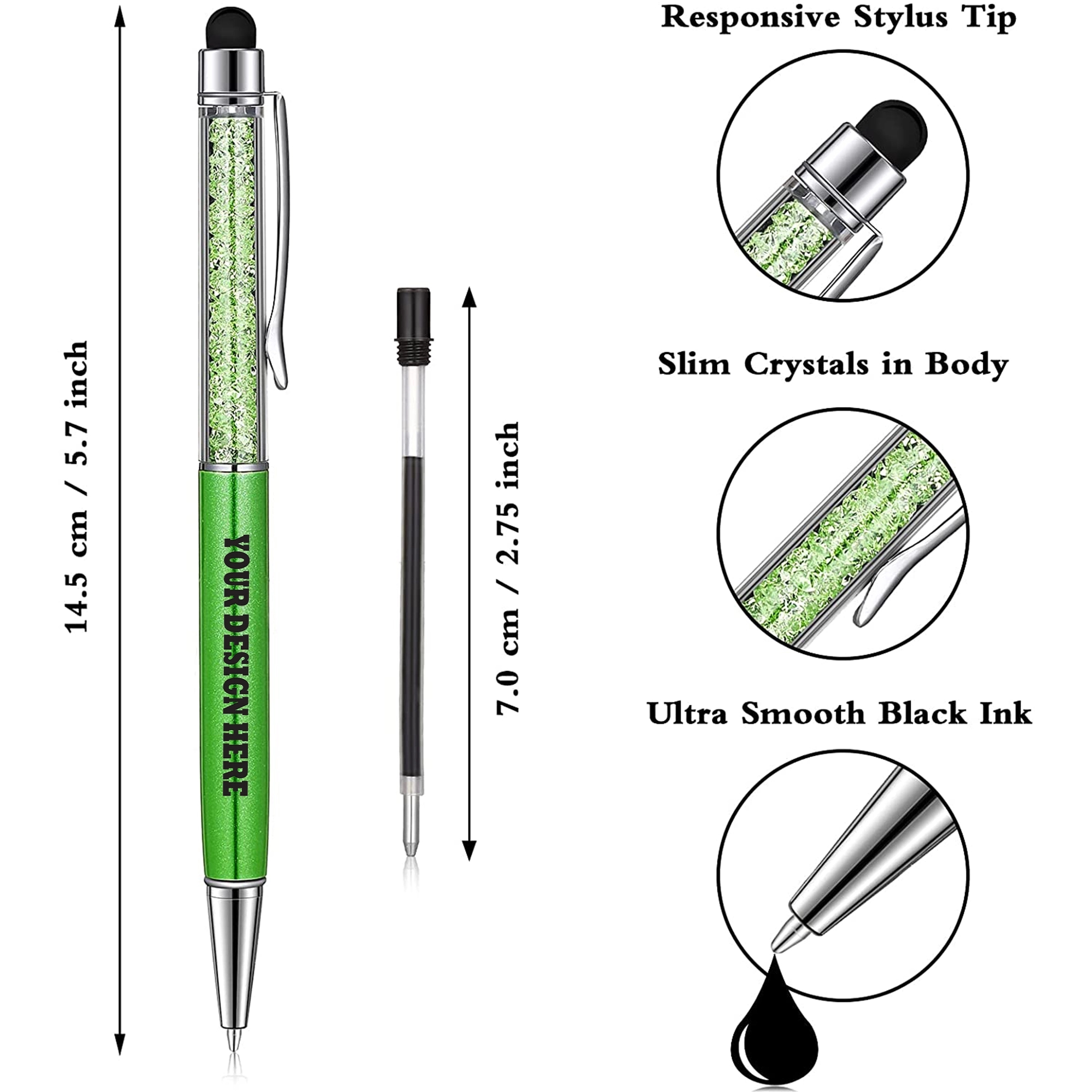 Slim Crystal Stylus Ballpoint Pen 2