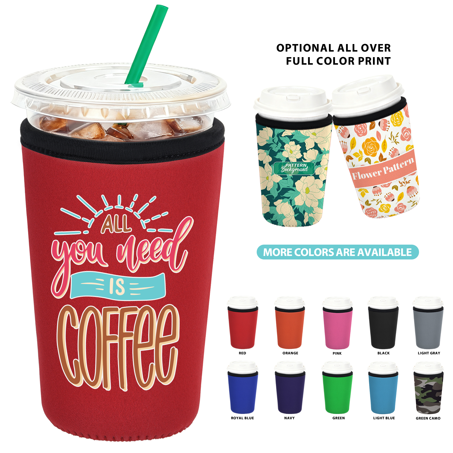 Reusable Iced Coffee Insulator Sleeve 12