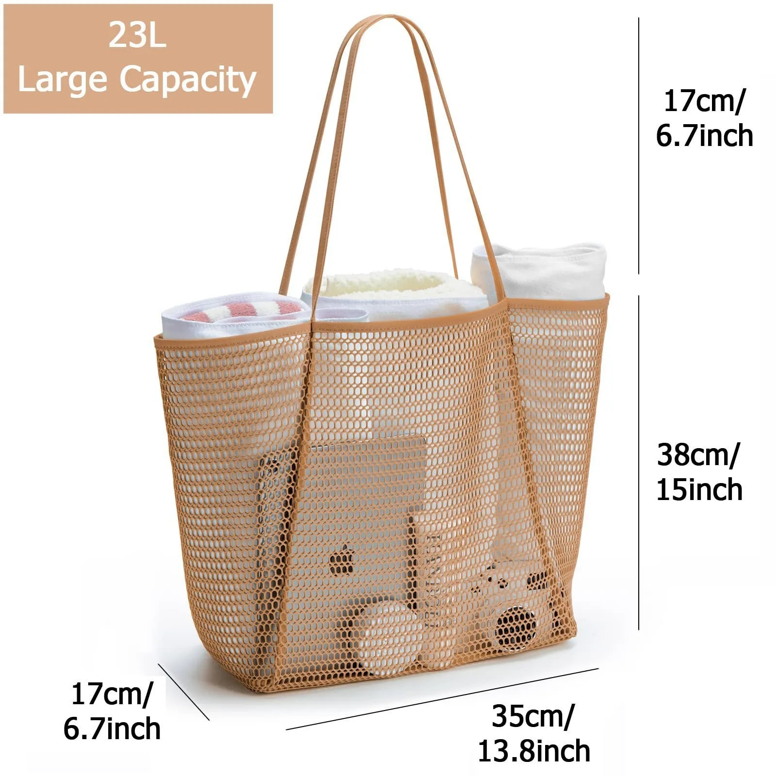 Mesh Beach Tote Women Shoulder Handbag 5