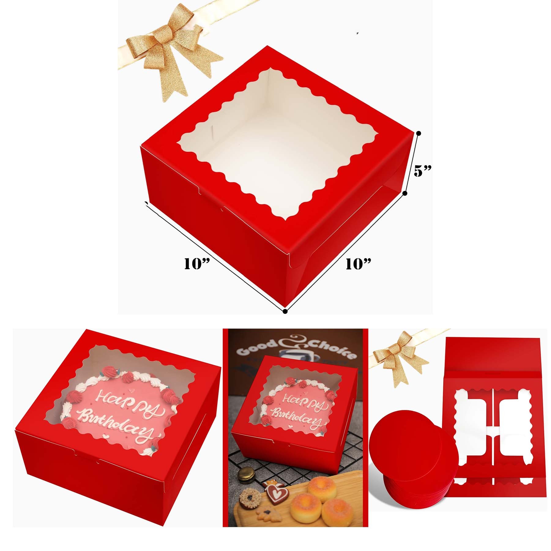 10 x 10 x 5 Inches, Cake Box With Window 1