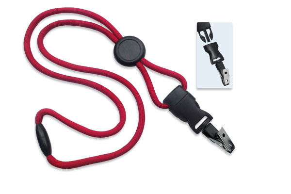 1/4" Blank Detachable Lanyard w/Round Slide & Bulldog Clip (Red) 1