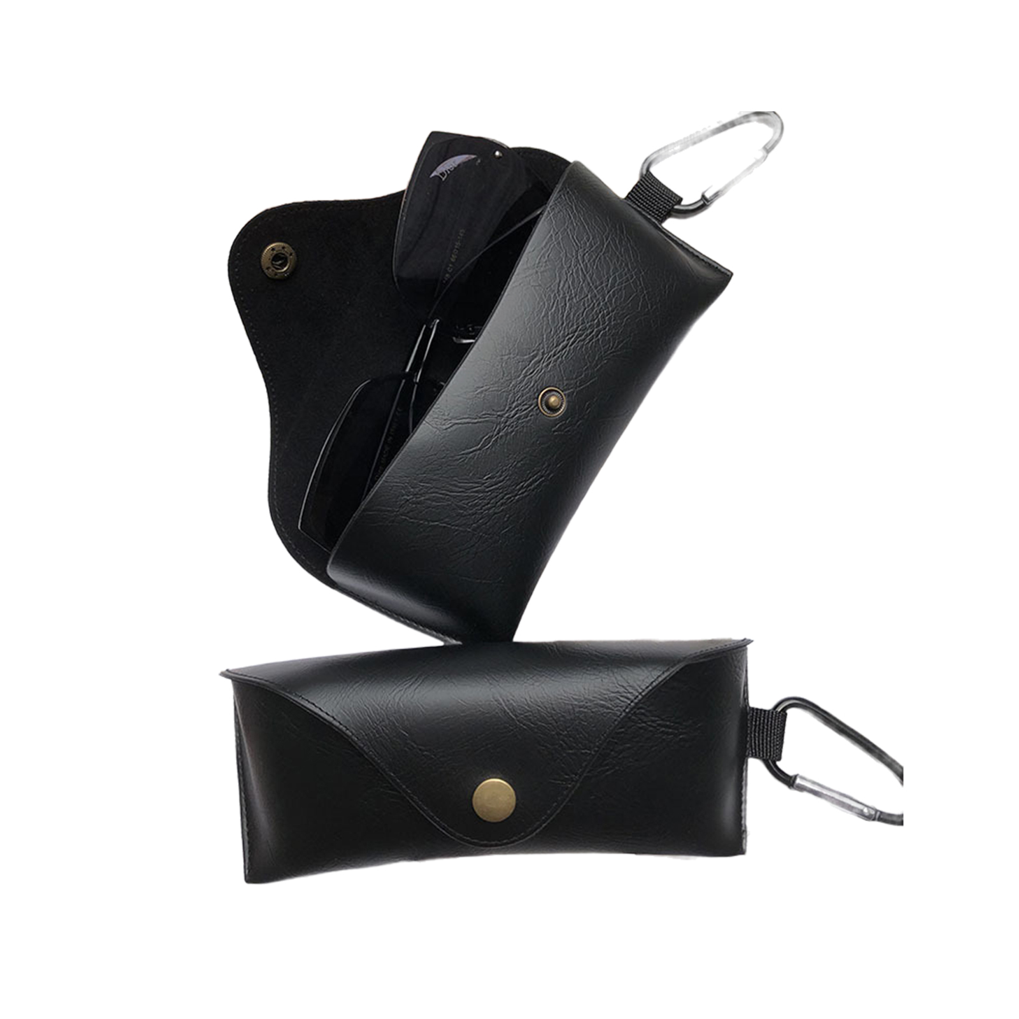 MOQ50 Custom Leather Glasses Case With Hook and Snap Button 2
