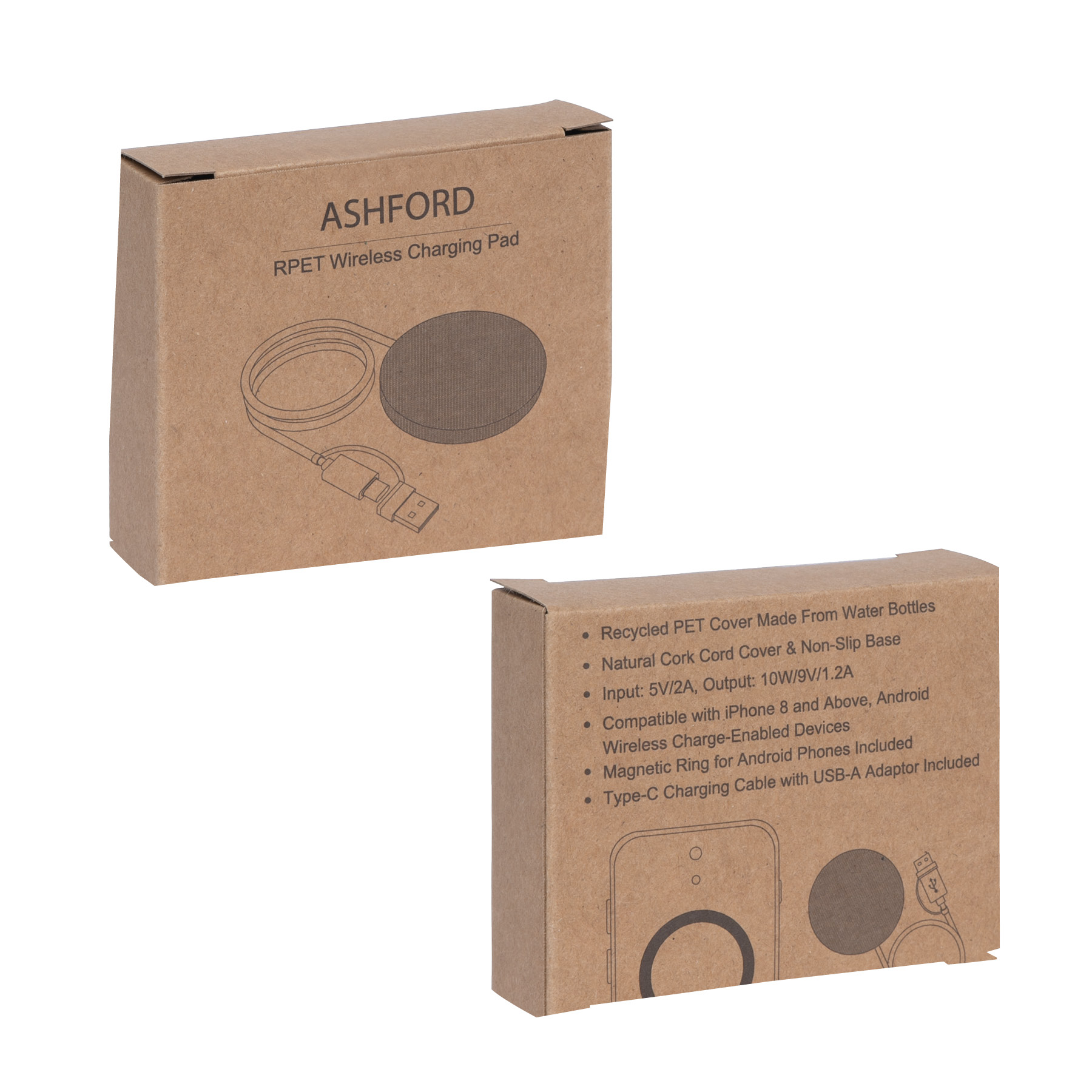 Ashford 10W RPET & Cork Wireless Charging Pad 18