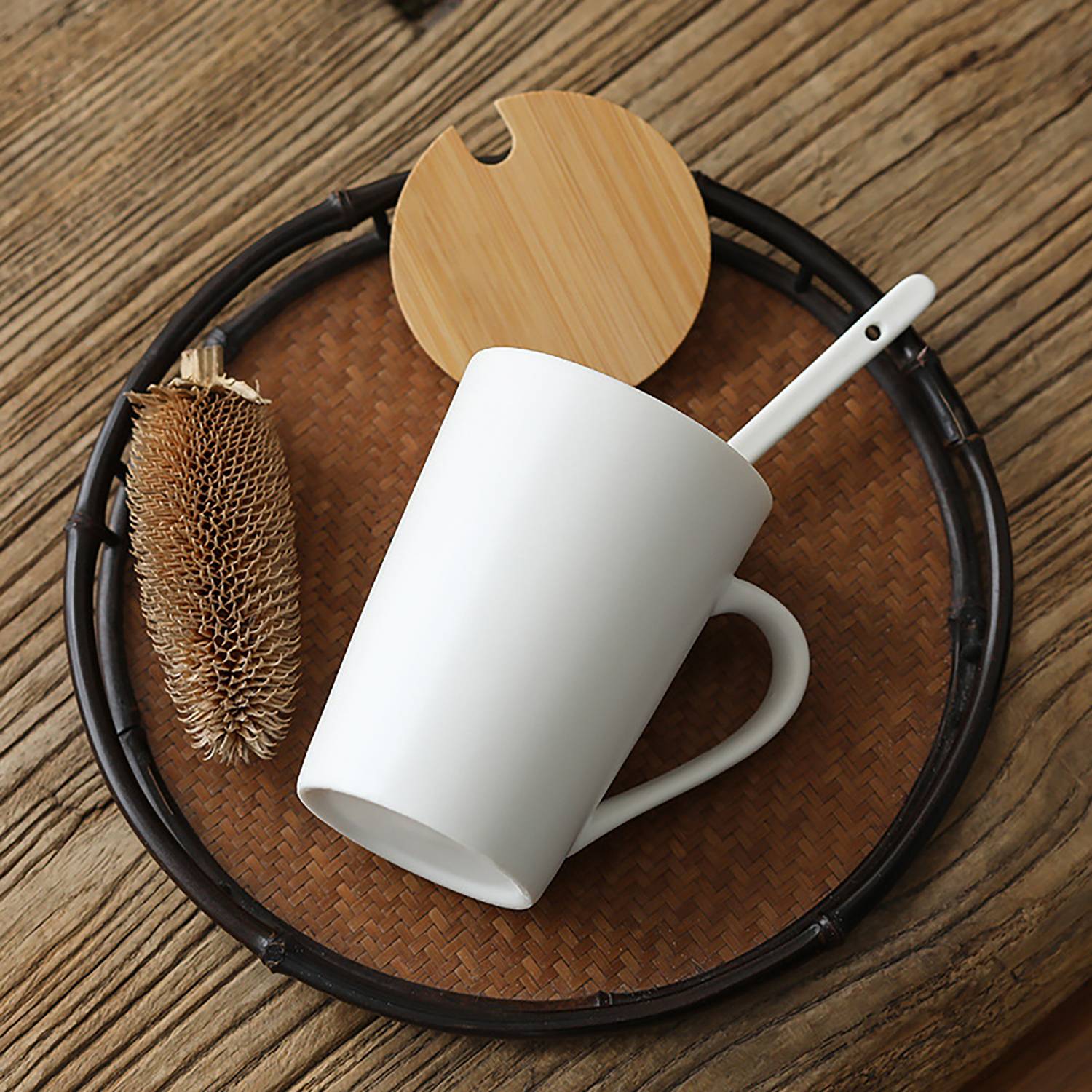 17OZ Ceramic Mug W/ Lid And Spoon Set 4