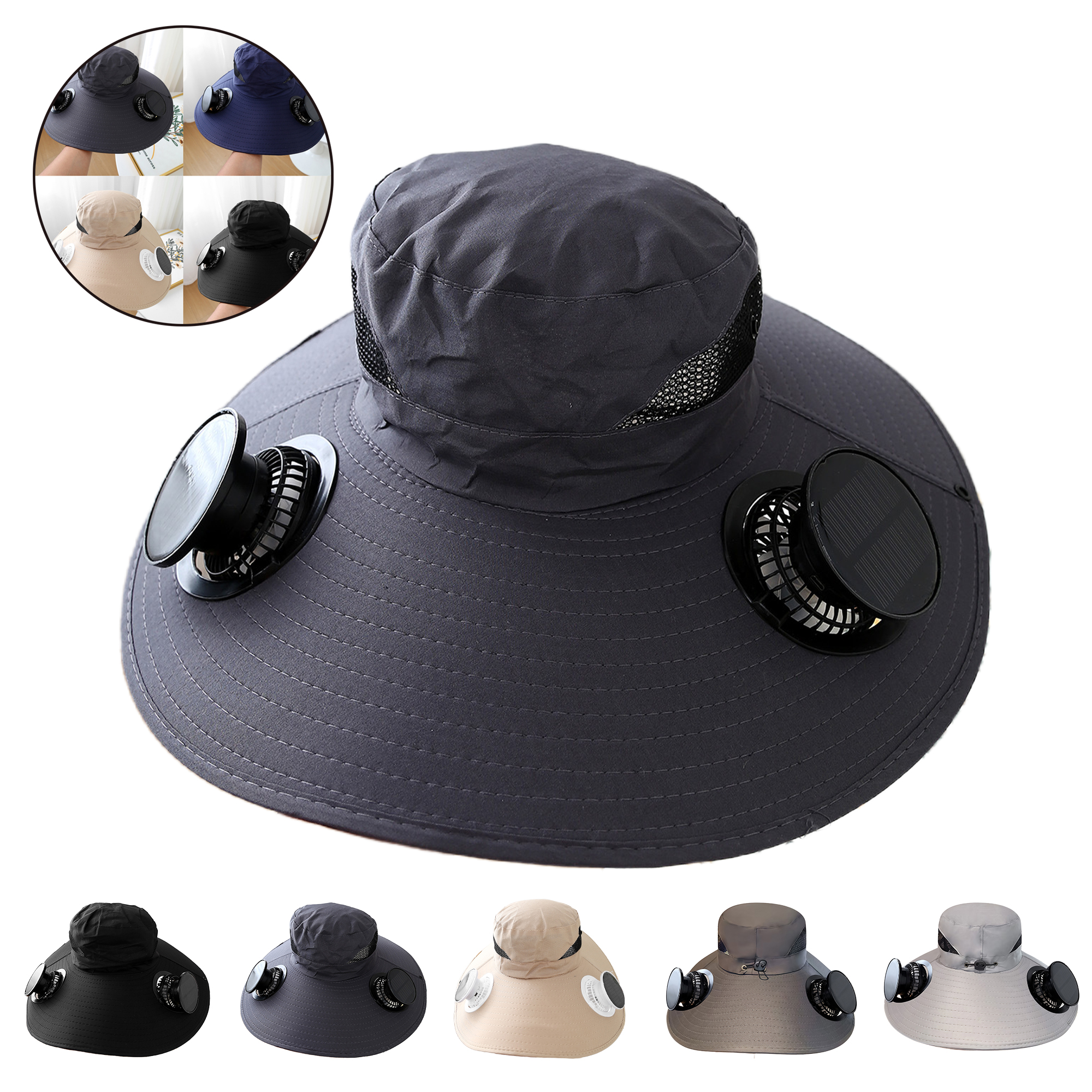 Summer Wide Brim Electric Sun Hat with Solar Fan 5