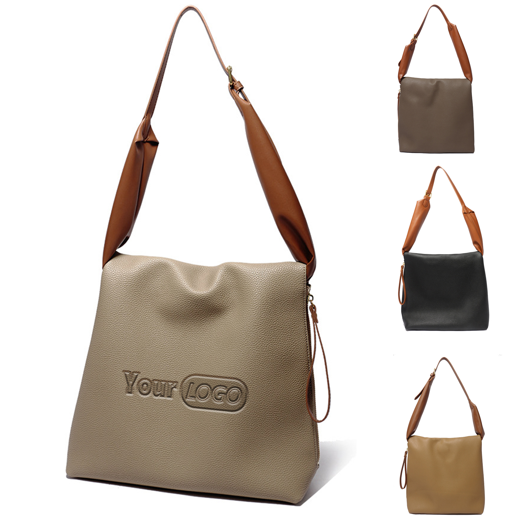 Large Genuine Wearable Leather Tote bag, custom tote bag with logo imprint 3