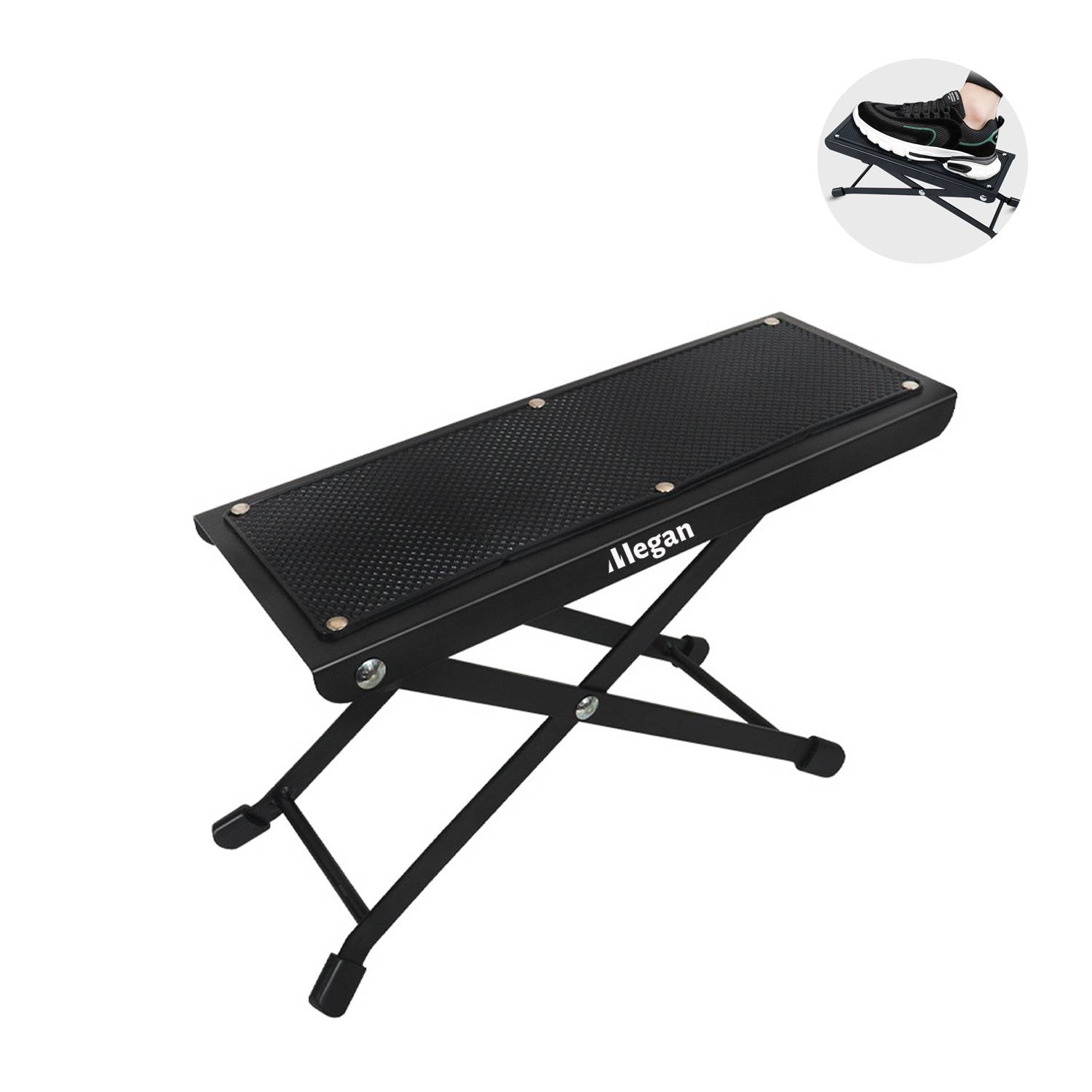 Folding Portable Metal 4-Position Height Guitar Foot Stool 3