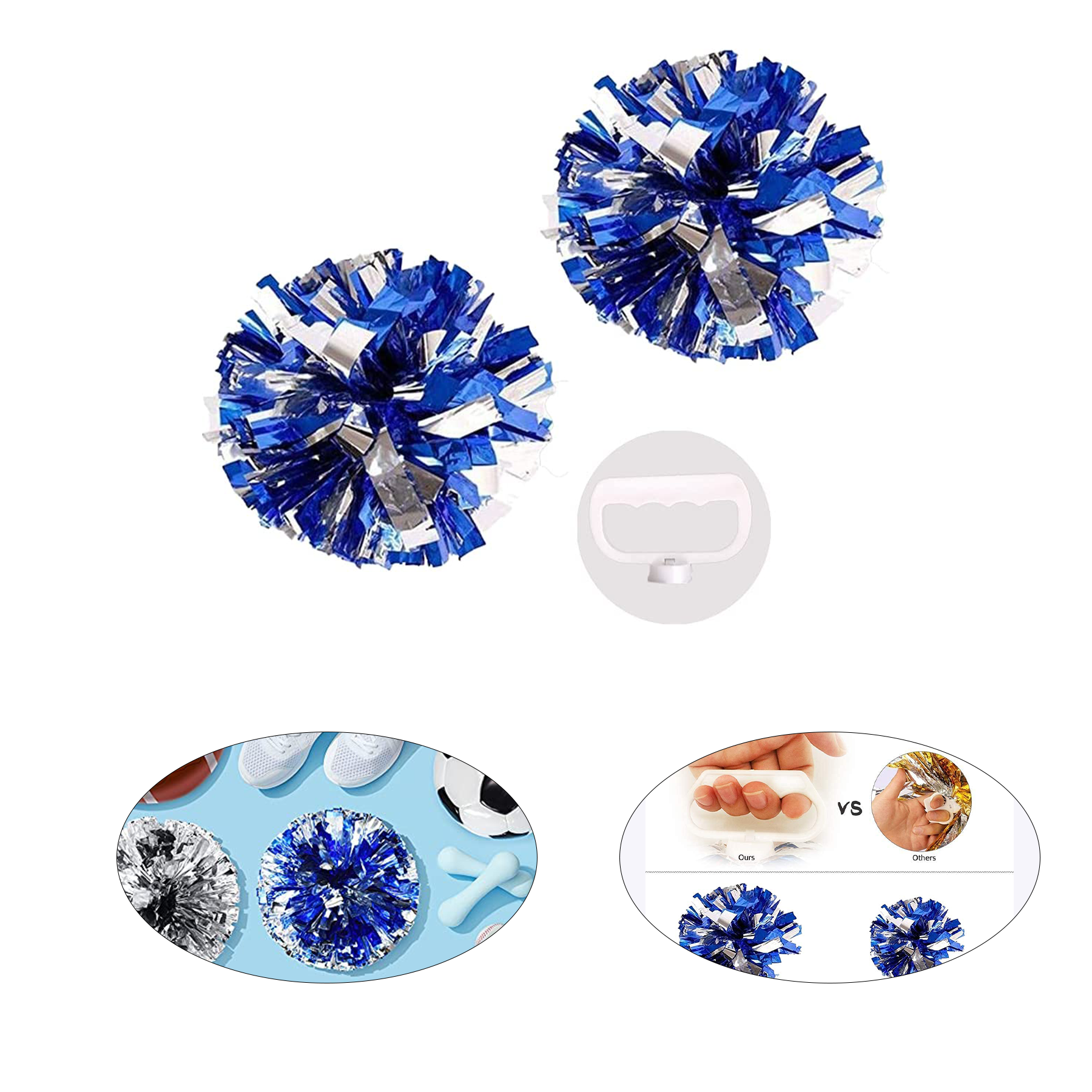 Cheerleading Metallic Foil and Plastic Ring Pom Pom Cheerleading Pom 2