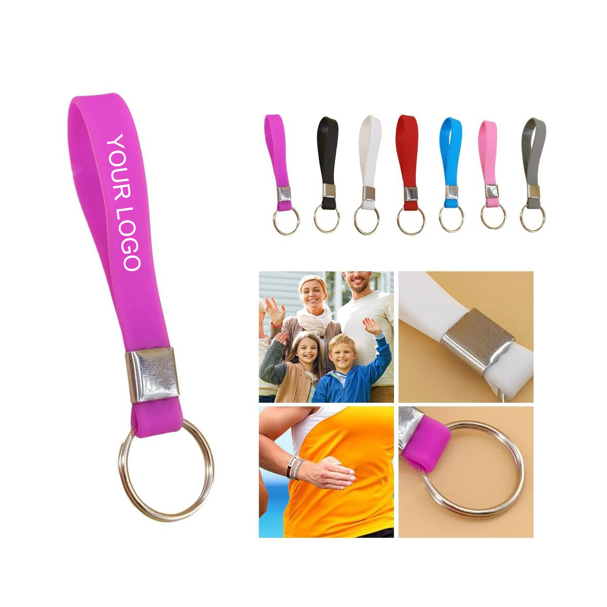 Durable Silicone Wristband Key Chain with Custom Imprint 4