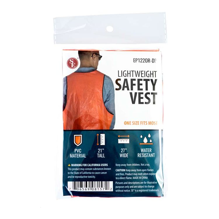 Orange PVC Disposable Safety Vest 21" x 27" 2