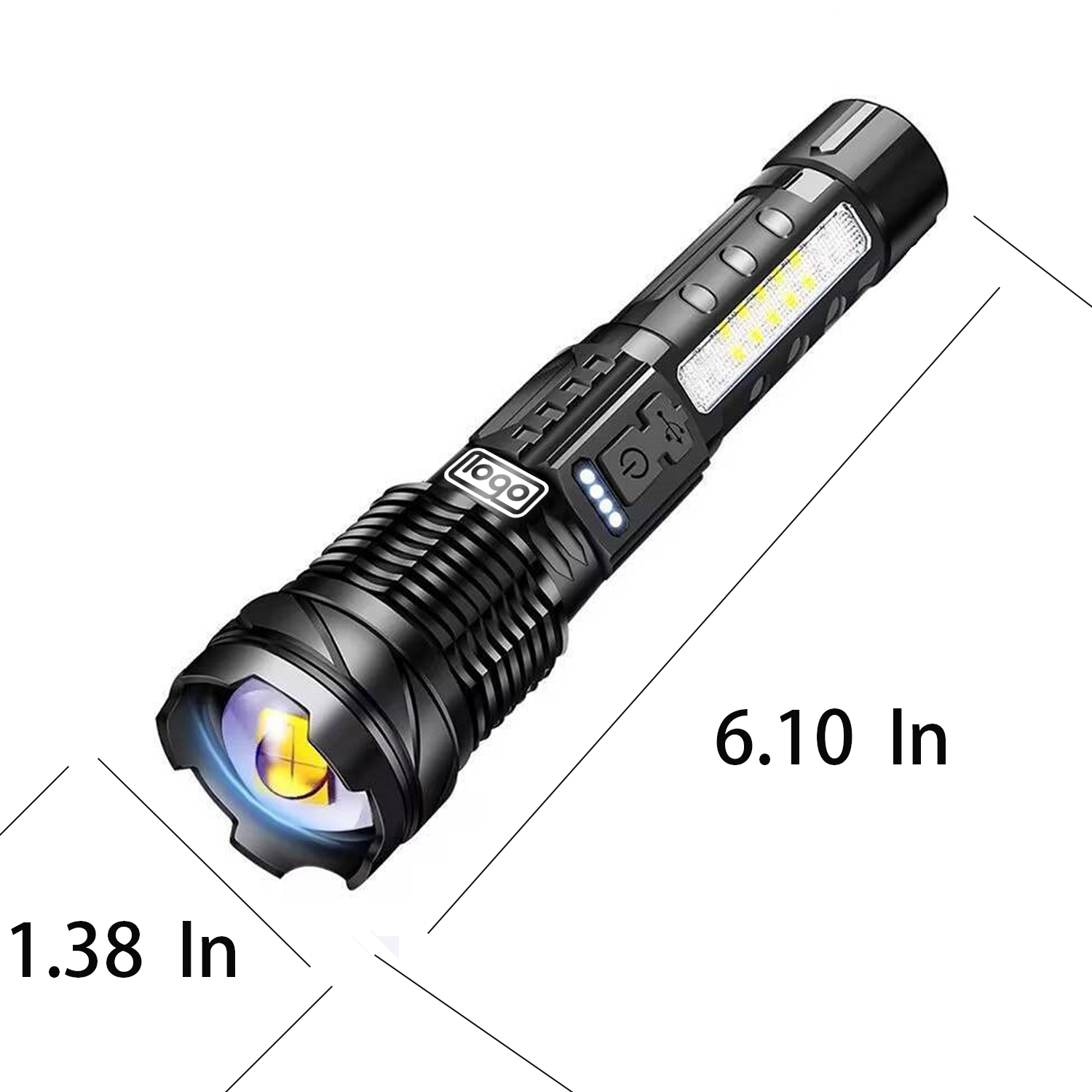 USB-C Waterproof Tactical COB Zoom Flashlight for Outdoors 4