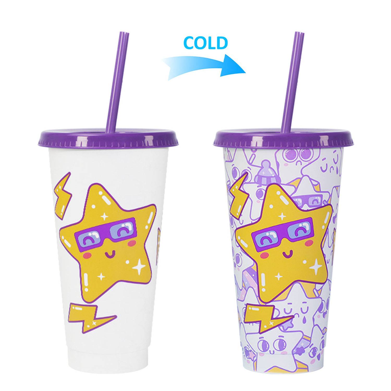 24oz Reusable Color Changing Plastic Cold Drink Cup 5