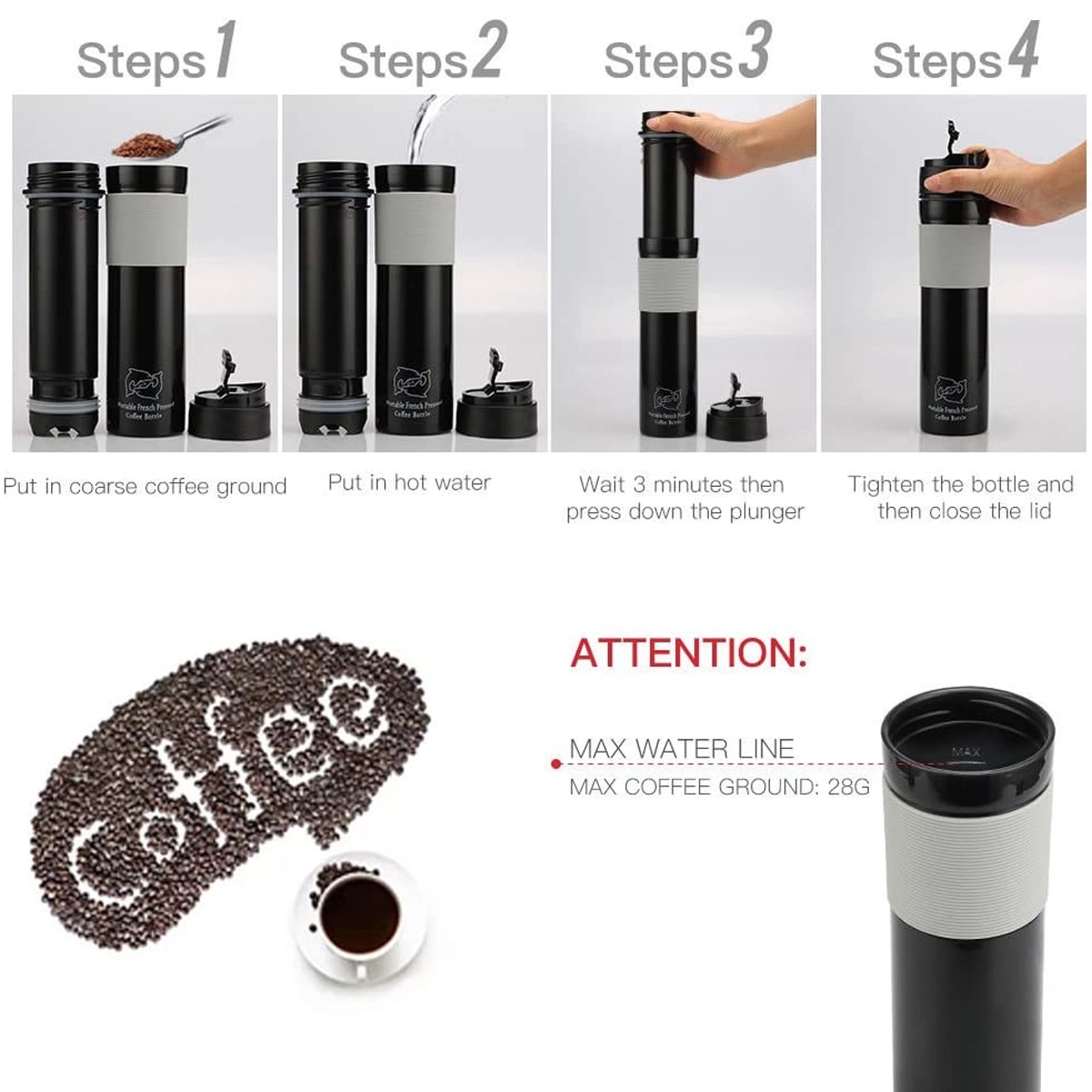 Portable Travel French Press Coffee Mug 2