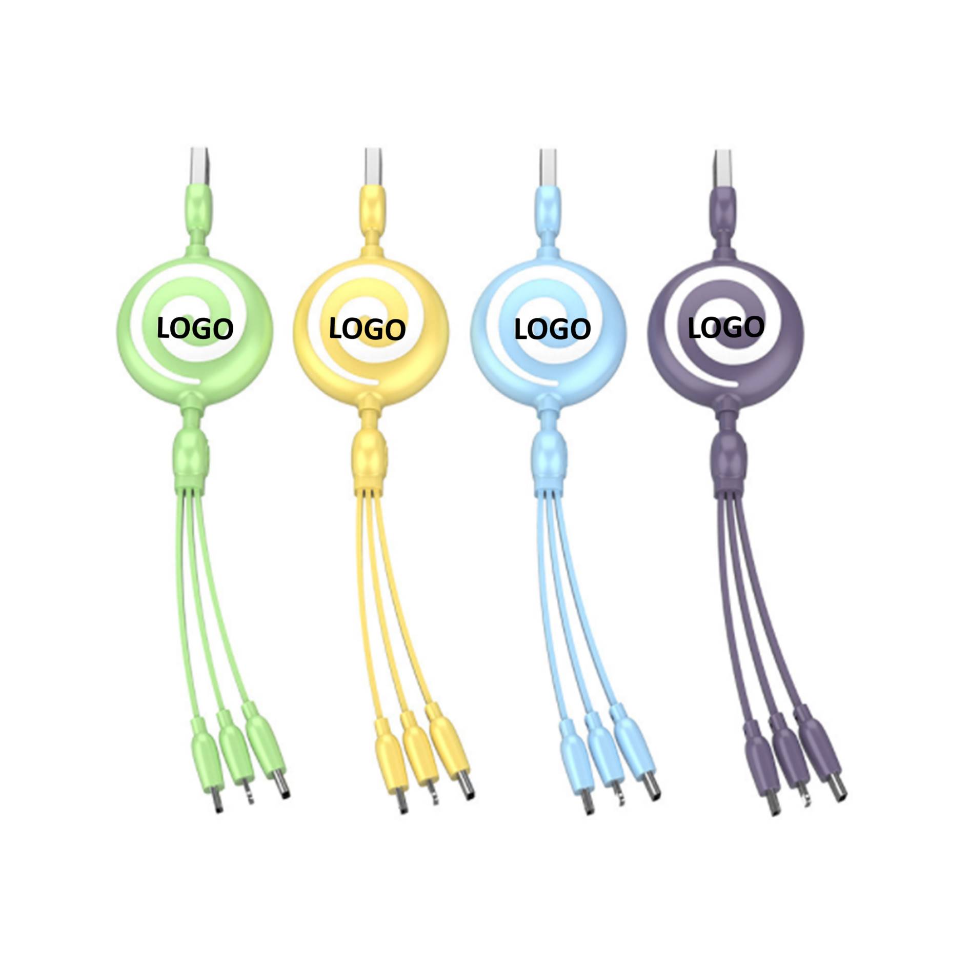 Lollipop Shape Stretch 3 in1 Micro Usb Charging Data Cable 2