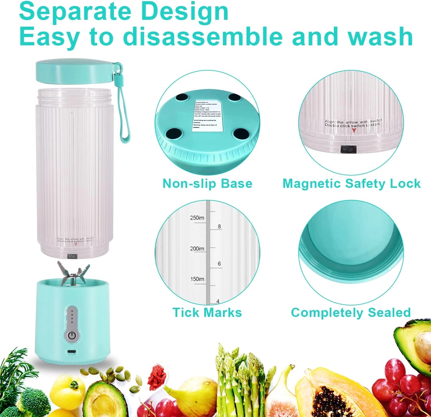 Portable Blender Mini Juicer With 6 Powerful Blades 4