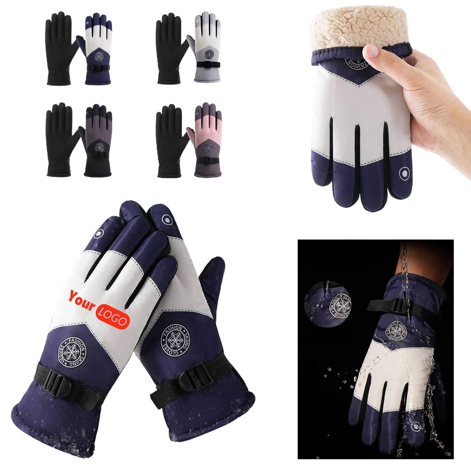 Winter Skiing Riding Touchscreen Outdoor Fleece Gloves 4