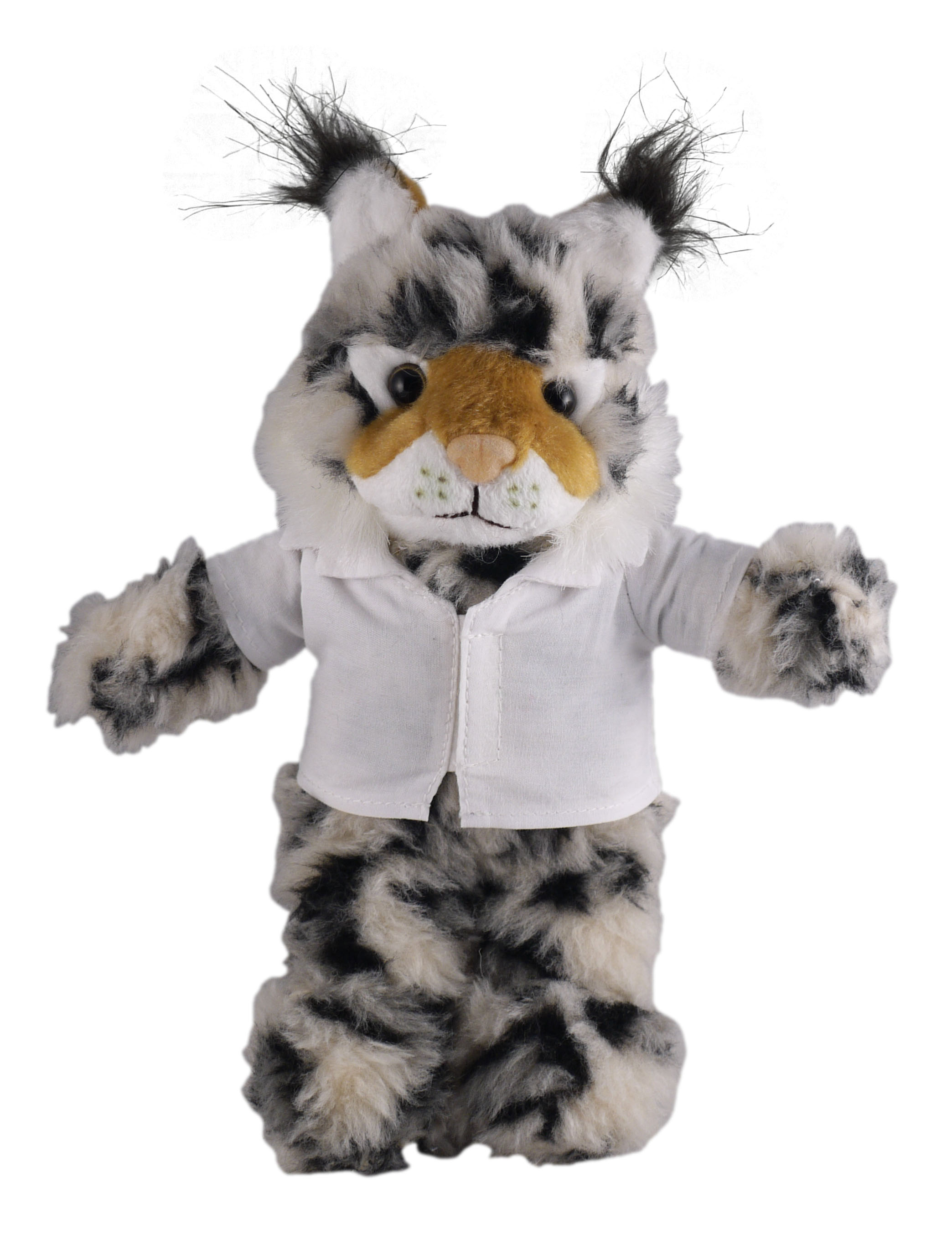 Soft Plush Stuffed Wild Cat (Lynx) in doctor's jacket.