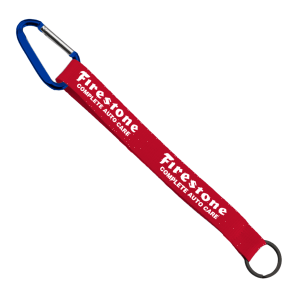 3/4" Sewn Polyester Keychain with Metal Split-Ring and Carabiner 209