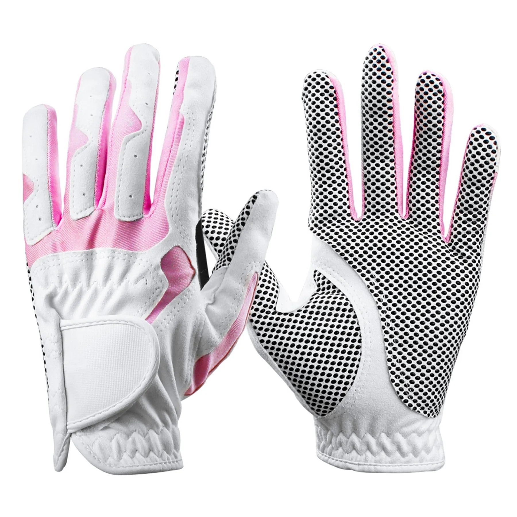 Women'S Microfiber Non-Slip Grain Breathable Golf Gloves 2