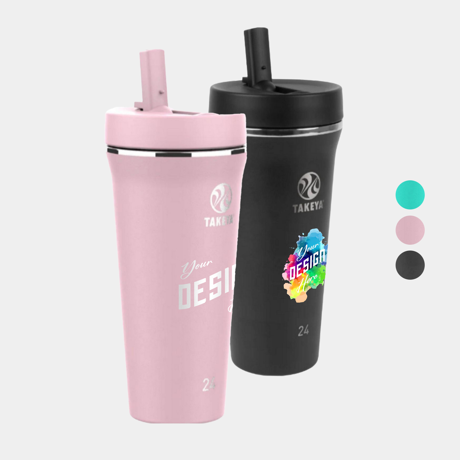 24 oz Takeya® Stainless Steel Insulated Tumbler w/ Straw Lid 1