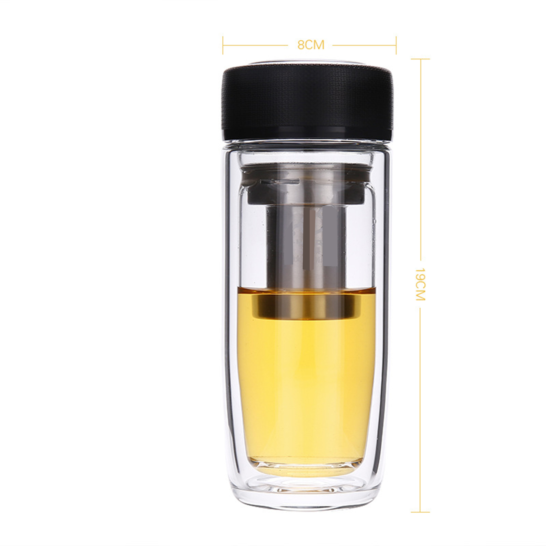 450 ML 15 Oz Double Wall Glass Tea Cup With Stainless Steel Infuser 1