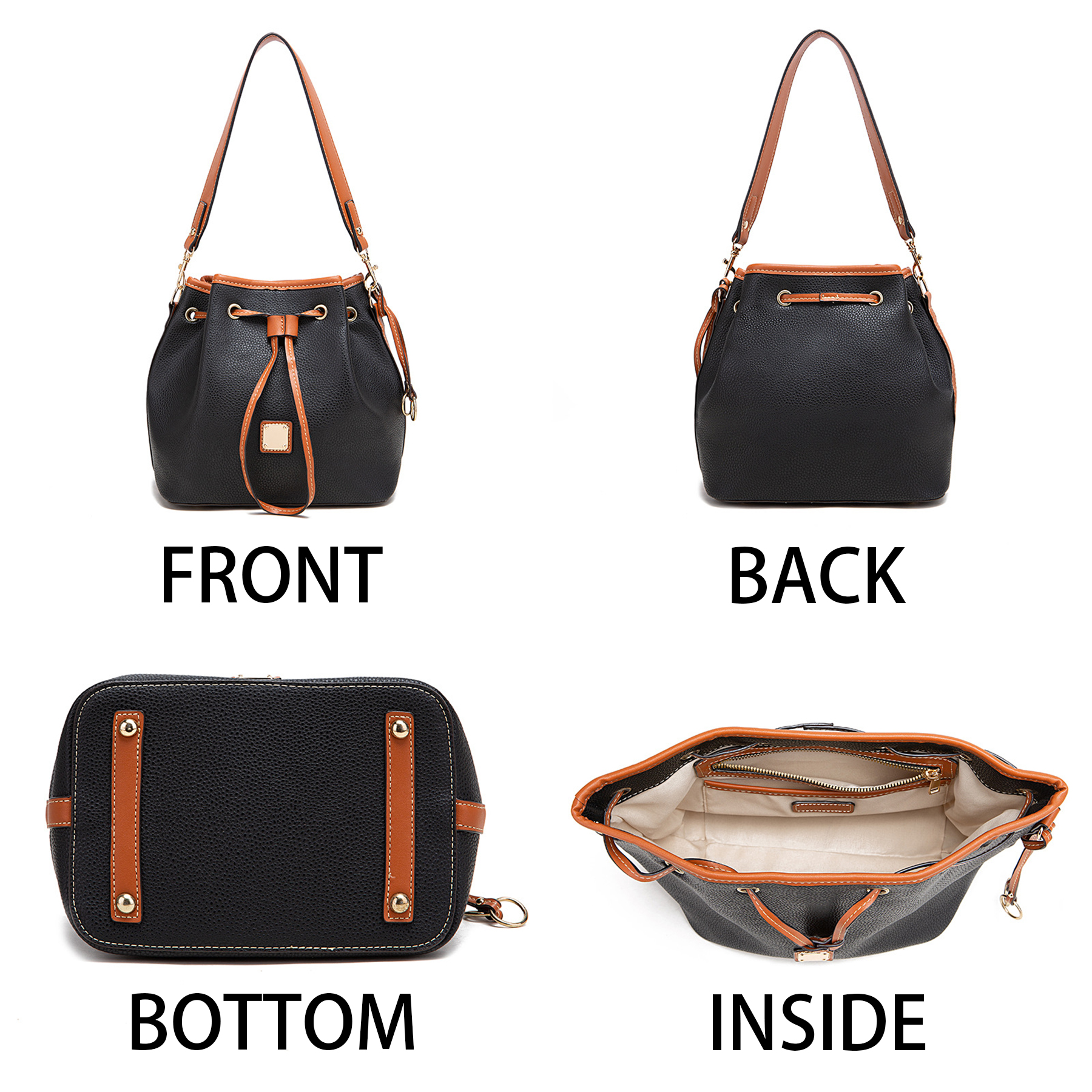PU Large capacity cross-body bucket bag 3