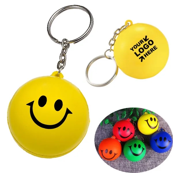 Smiley Face Stress Ball Keychain 2