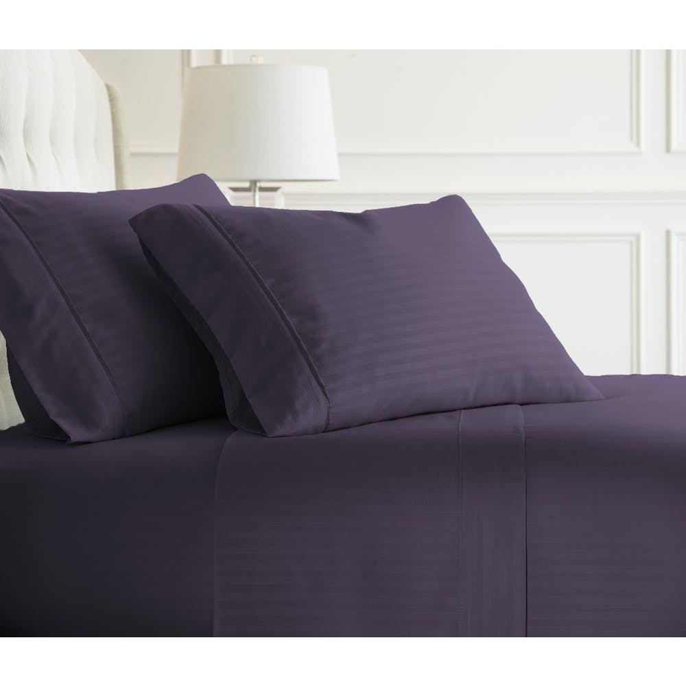 Premium Embossed Sheet Sets - Purple Stripe Design Twin 3 Piece 1