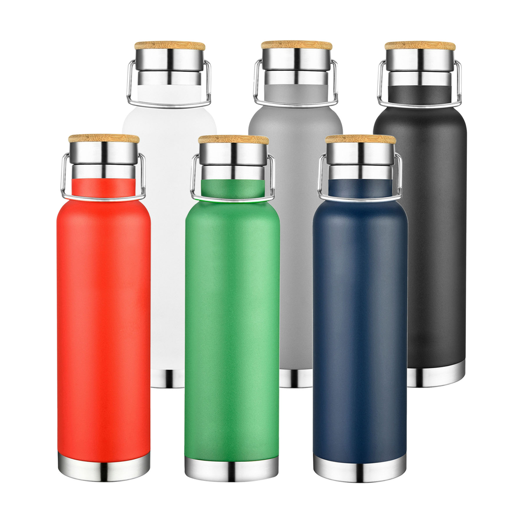 22 oz. Double Wall Stainless Steel Vacuum Water Bottle/Mug w/Bamboo Lid, custom water bottle with logo imprint 8