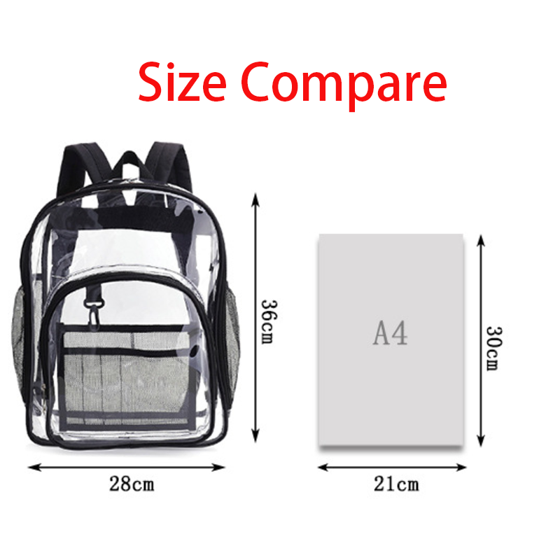 Medium Transparent See Through Plastic Clear Bookbags 3