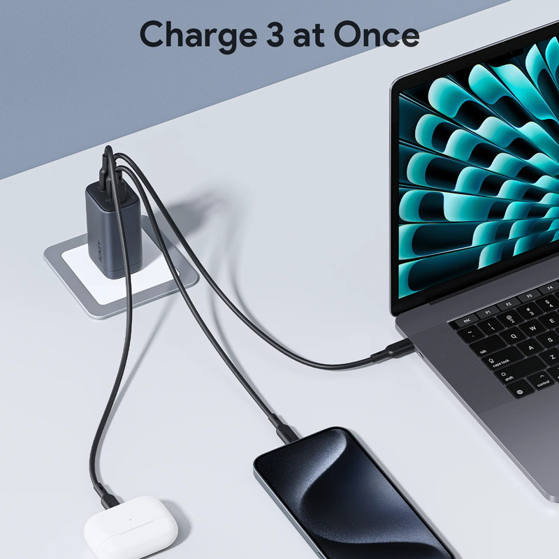 Aukey 3-Port 67W PD Wall Charger 8