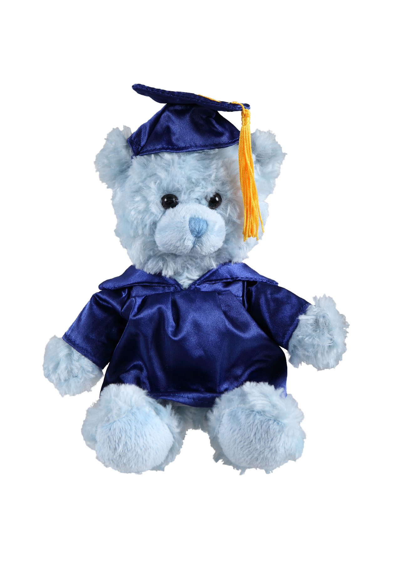 soft plush Blue Curly Sitting Bear with graduation cap &gown 2