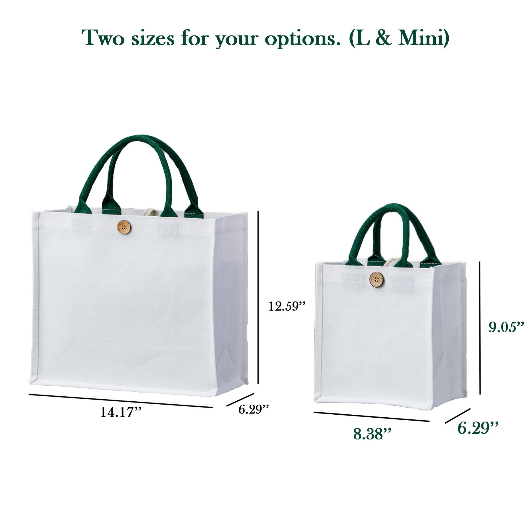 Canvas Tote Bag With Buttons Shopping Grocery Bag, custom tote bag with logo imprint 2