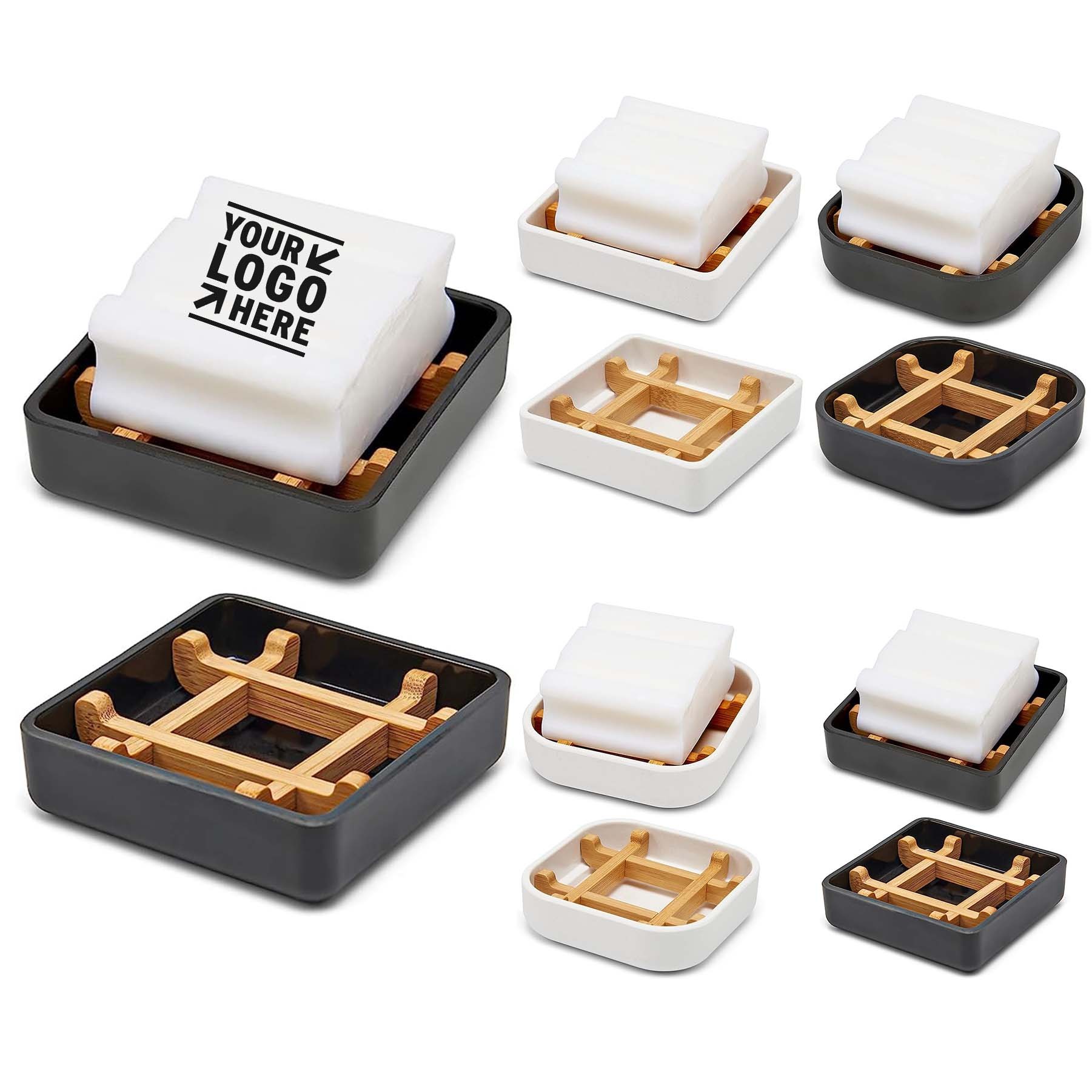 Wooden Bamboo Small Detachable Bathroom Square Soap Dishes 3