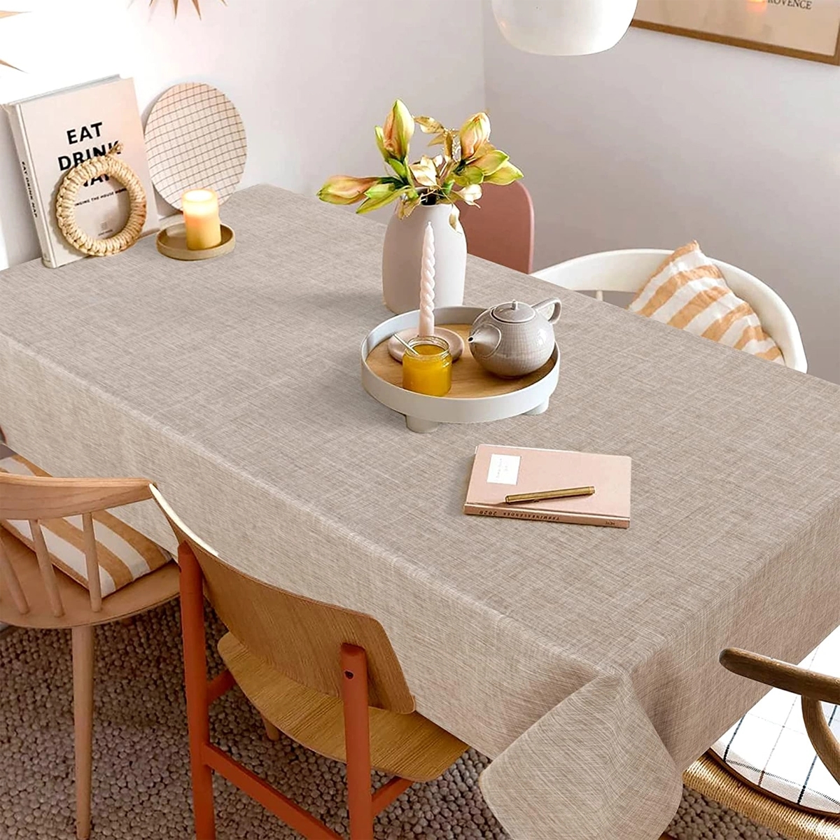 Nature Faux Linen Tablecloths Rectangle 4