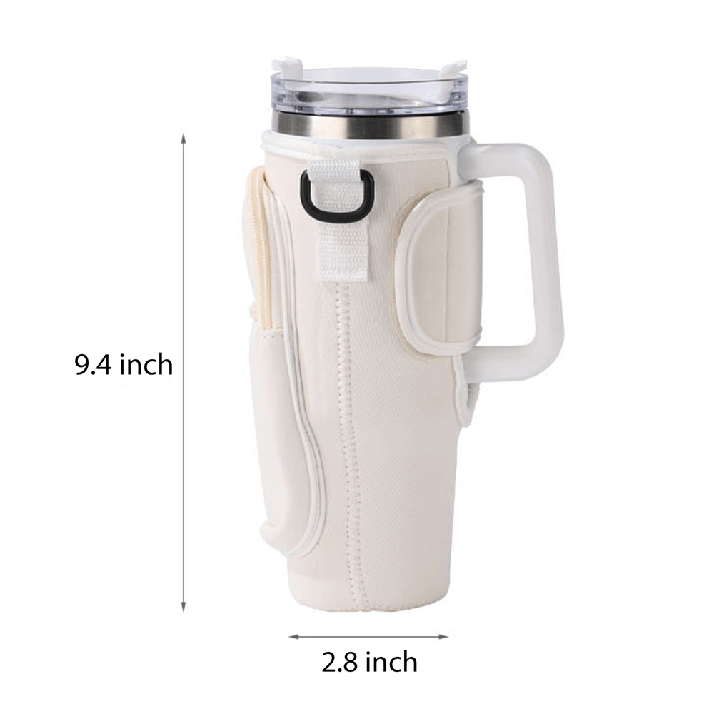 40oz Neoprene Cup Sleeve With Strap And Pocket, custom koozie with logo imprint 3