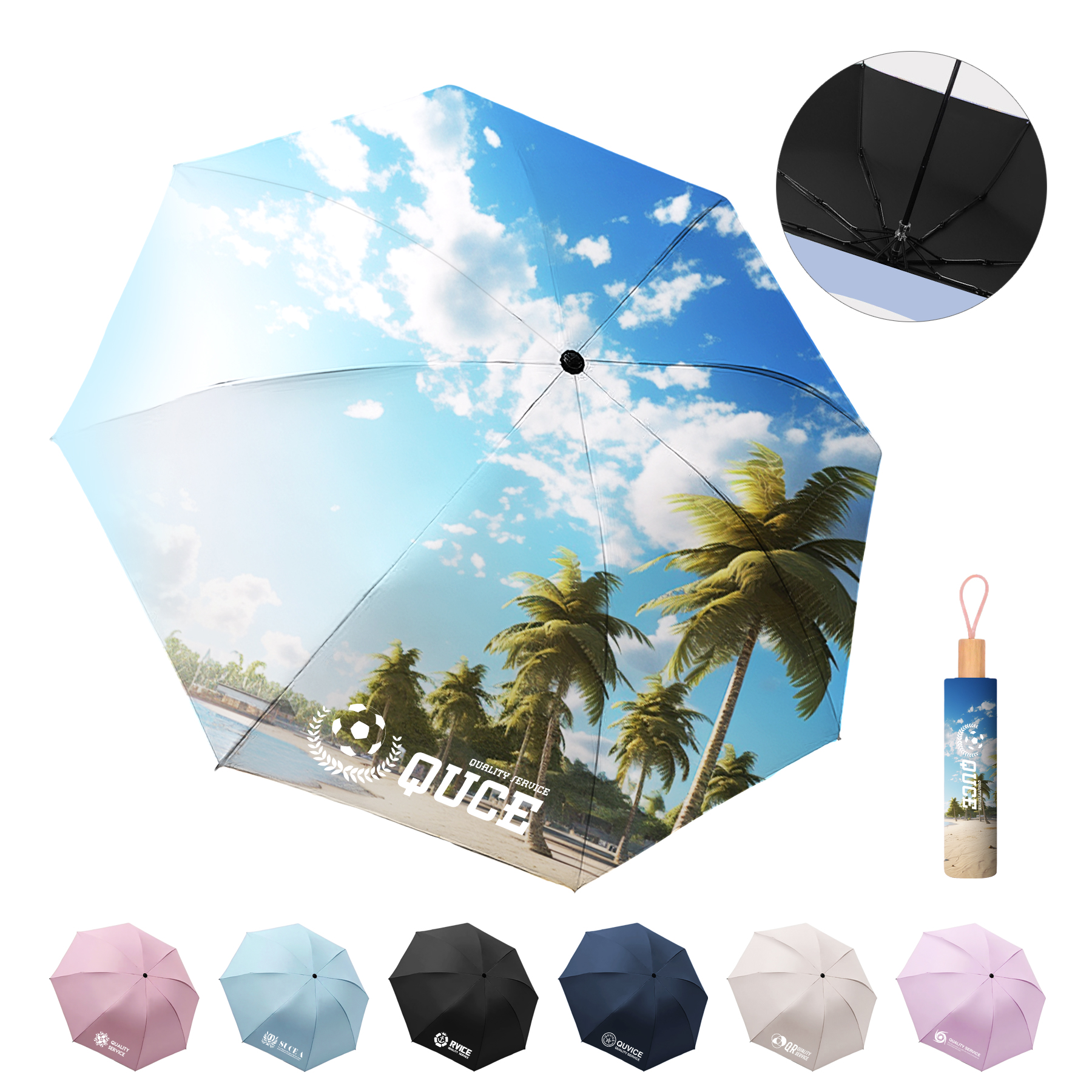 Non-Automatic Full Color Printed Travel Umbrella 7