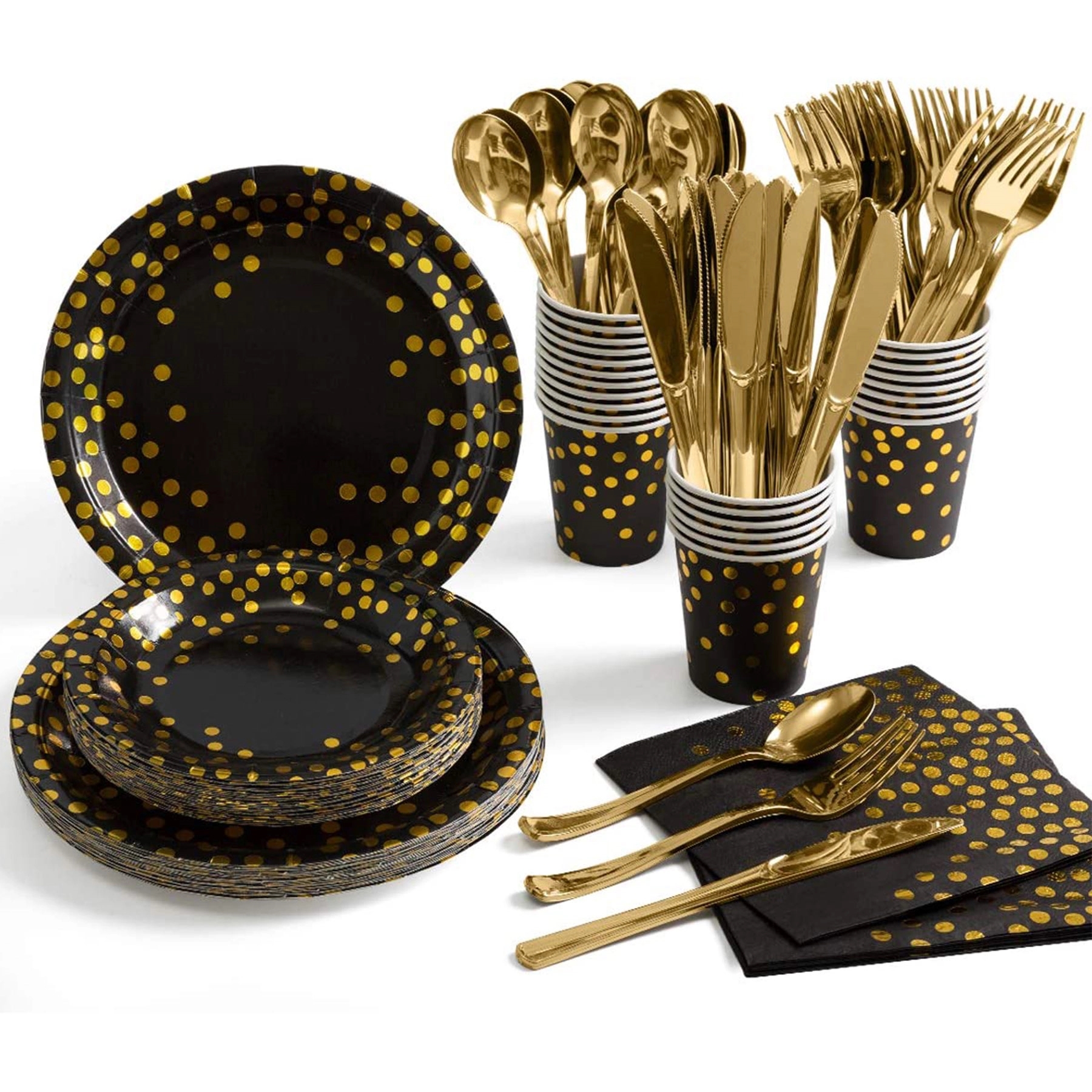 80 Pieces Black and Gold Party Supplies 5