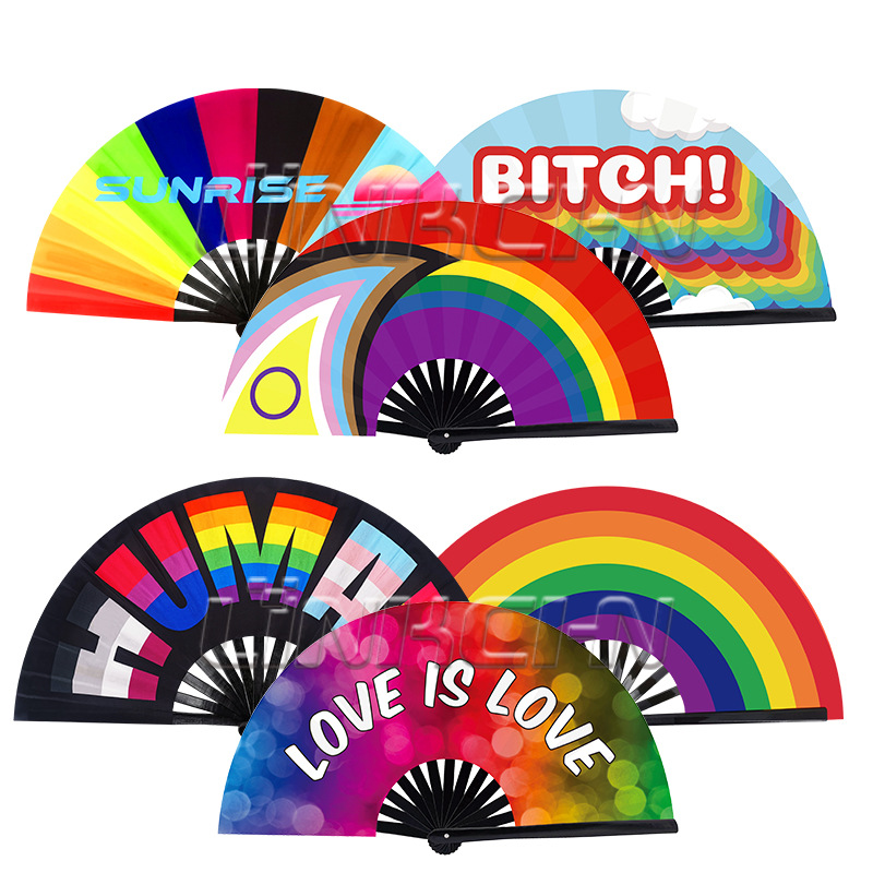Large Bamboo Frame Party Handheld Folding Fan 2