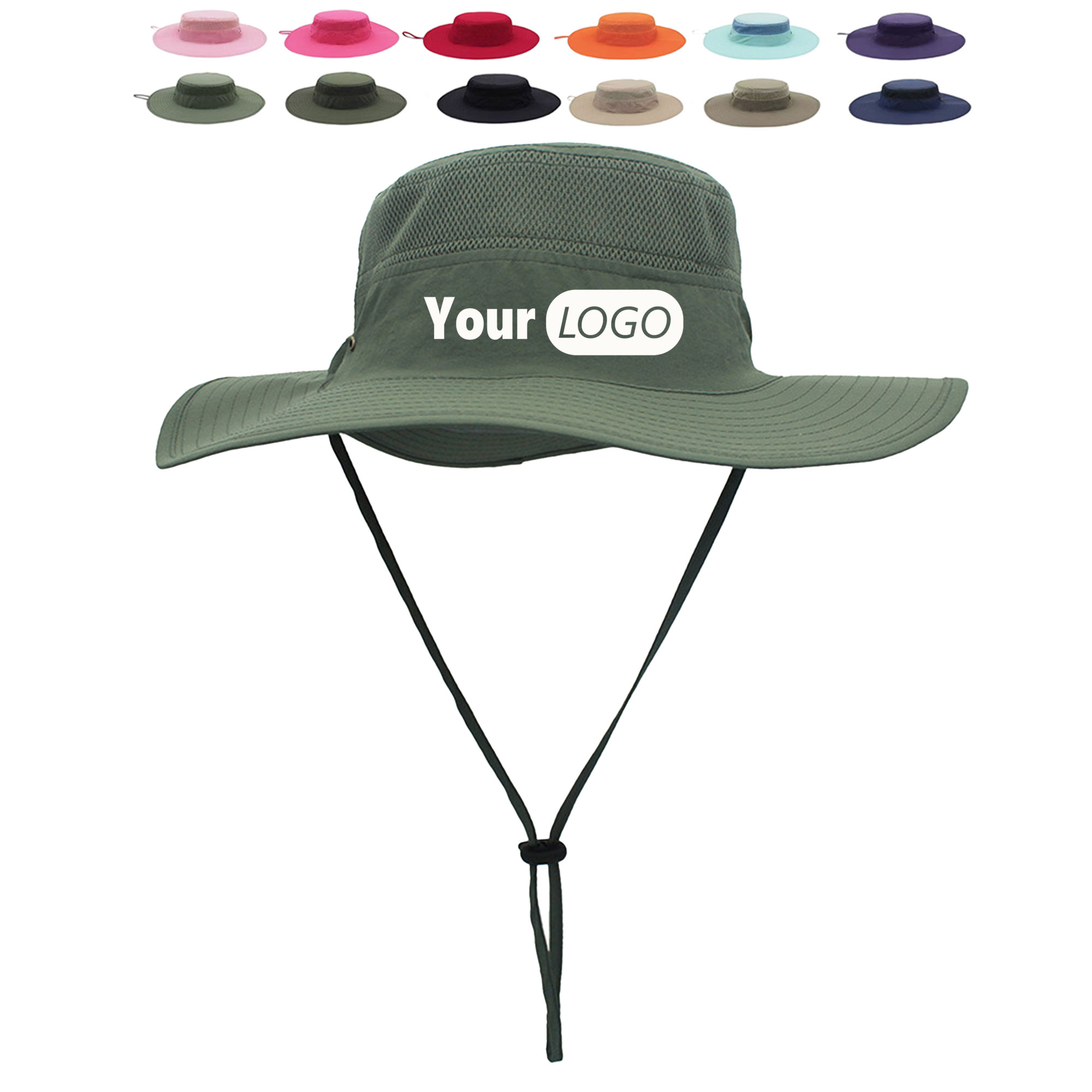 Wide-brimmed Mesh Bucket Hat 1